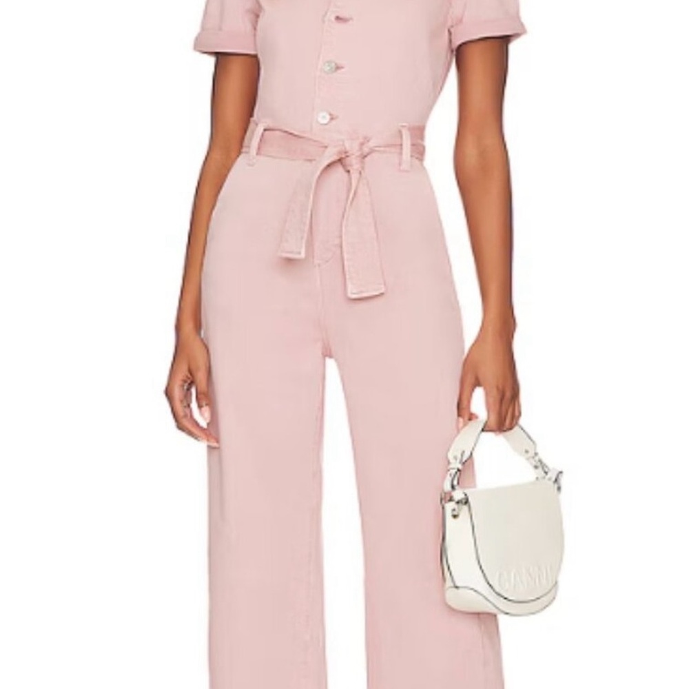 PAIGE Light Pink Tie-Waist Jumpsuit
